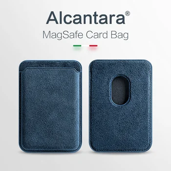 SanCore Alcantara iPhone Denarnica z MagSafe Magnetnih Kartic vrečko Za iPhone 12 12Pro 12Pro MAX 12Mini Primeru Hrbtni Pokrovček za Kartico sim
