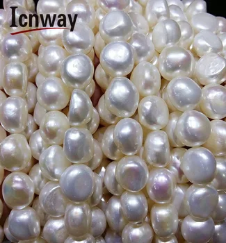 Naravnih Sladkovodnih Pearl white 10-12 mm Baročnih Za Nakit, Izdelava 15inches DIY Nakit ping na Debelo