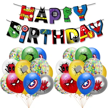 Happy Birthday Super Junak Latex Balon Banner Set Aluminija Film Baloni Otroci Rojstni Dan Dekoracijo Baby Tuš Baloni