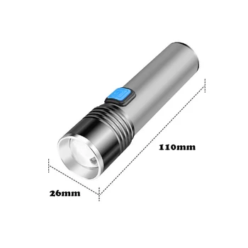 LED Mini Svetilka T6 Čip Prenosna baterijska Svetilka na Prostem Nepremočljiva Vgrajeno Baterijo, USB Polnilne Pohodništvo, Ribolov, Kampiranje Svetlobe