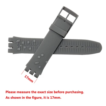 PEIYI watchband Nepremočljiva silikagel Zamenjava gume traku Primerna za Swatch SWATCH 17 mm 19 mm Pin-gumb Watch Dodatki