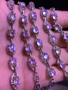 1024Pure naravni črni opal white opal barve opal multi-zrnje zapestnica s925 podolgovat bijoux femme pulseras bijoux femme accesorios