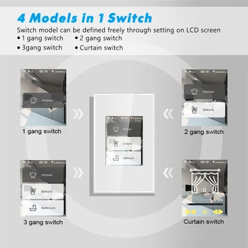 LCD Wifi Smart Stenska Stikala za Luč Zavese Stikala, električne Energije, Delo z Alexa Google Domači Siri Homekit Pametni Dom Stikalo