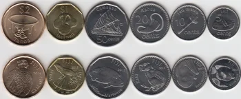 Sklop 6 Fidži Kovancev 2012 Novo blagovno Znamko Originalna Zbirateljski Kovanec UNC