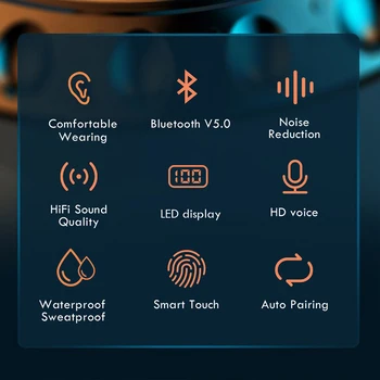 SPRIMO F9 Brezžične Slušalke Z Mikrofonom polnjenje POLJE Za polnjenje pametni C svetlobe Bluetooth 5.0 Čepkov HD klice Športne Slušalke