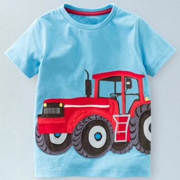 Otroci Majica Za Fante Traktor Vzorec Baby Dekle Tshirt Jeseni Leta 2018 Dekleta Vrhovi Bombaž Otroci Oblačila Kratek Rokav T-Majice