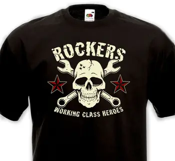 Smešno Oblačila, Casual Kratek Rokav T-Shirt ROCKERJI RAZRED DELOVNI JUNAKI - Rock ' n ' roll Rockabilly Punk Rocker Lobanje T-shirt