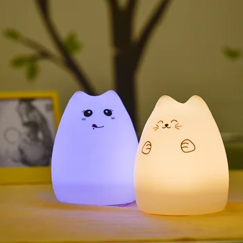 Daljinsko LED Nočna lučka luštna mačka barva USB polnilne okrasite mizo sanje, spanje, tapnite dotaknite svetlobe ustvarjalne žarnica za otrok spalnica
