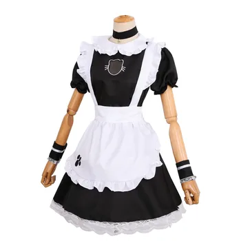 S-4XL Seksi francoska Služkinja Kostum Sladko Gothic Lolita Obleko Anime Cosplay Sissy Devica Enotno Plus Velikost Halloween Kostumi Za Wome