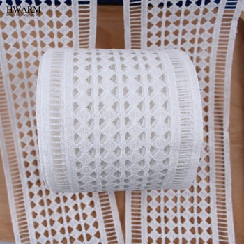 2yards čipke tkanine traku Nov Dvostranski trim črtno Kodo DIY poročno dekoracijo afriške čipke tkanine Mleko Svilene Geometrijske Predalčni