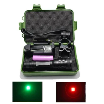 1000LM Zelena / Rdeča Luč, 200 M Dolgo Vrsto LED Svetilka Za Lov Hogs Igre + Pištolo Mount in Taktično Daljinsko Stikalo