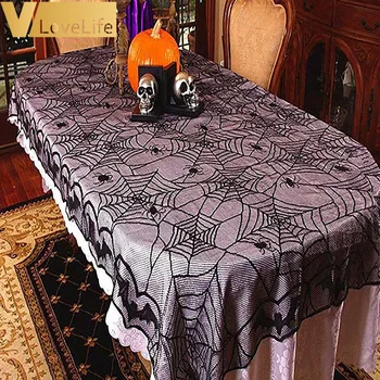 244x122cm Halloween Prtom Spider Web Kamin Mantel Šal Black namizne Tekače Za Dom Primeru Stranka Dobave Dekoracijo