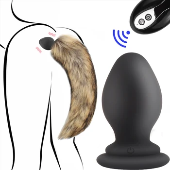 Nadomesti Fox Rep Las Fox Rep Vibrator z vibriranjem Analni Čep BDSM Brezžični Daljinski Butt Plug Za Pare Odraslih Igra, Cosplay