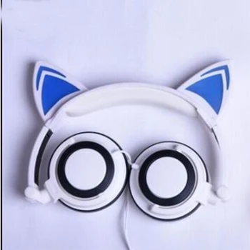 Nove otroške risanke mačka ušesa, glavo-vgrajena svetlobna zložljive mobilne glasbe, slušalke