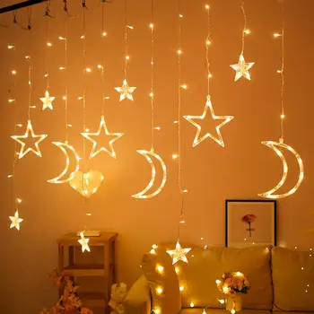 Star Luna Niz LED Luči, Božični Dekor Za Dom Ramadana Dekor Eid Mubarak Ramadana Kareem Dekor Muslimanskih Islamske Eid al-fitr