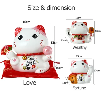 Japonski 6 inch Maneki Neko Keramični Srečen Mačka Doma Dekoracijo Namizni Okras Fortune Mačka Denar Polje Fengshui Obrti, Darila
