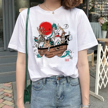 Dlrn A Potovanje Chihiro Risanka Ženska Tshirts Grafični Tees Ženske Harjauku Japonski Anime Srčkan Kawaii Oblačila Ulične