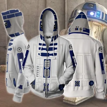 StormTrooper R2-D2 Robot Hoodies Robot Sweatshirts Darth Vader R2-D2 Cosplay Kostum Zadrgo Moški Ženske Vrh