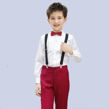 Moda otroci fantje oblačila določa bela majica rdeče hlače za malčke baby boy oblačila otrok študent kostum stranka obleke enotne