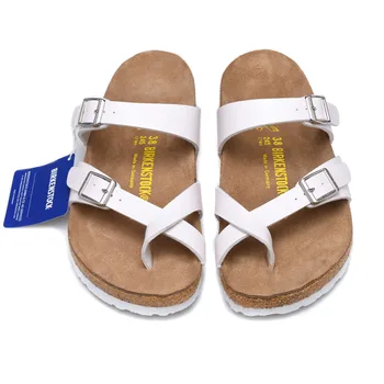 BIRKENSTOCK mat beli sandali eno plaži dvojno sponke sandali ravno copate čevlji flip flops nov prihod