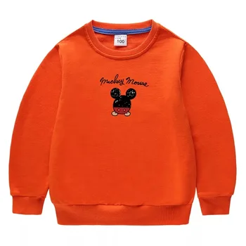 Jeseni, Pozimi Novo korejska Različica Pulover Disney Mickey Posadke Vratu Jopica Otrok Dolgo Sleeved Fantje Dekleta Bombaž majica