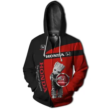 HONDA - Pomlad 2021 Nov Moški pulover s kapuco Majica 3D Tiskanih Moda Loog Rokav Ulične Unisex Hip Hop Moški Oblačila za Šport