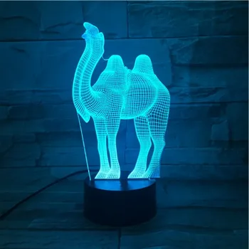 Ustvarjalni Otroci Darila Akril kamele Živali namizne Svetilke 7 Barv Spreminjanje Namizno Svetilko 3D LED Nočne Luči s Kablom USB GX548