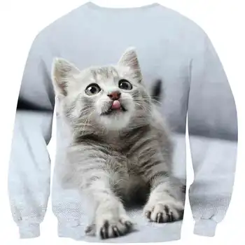 Novo srčkan otroci Smešno Živali, 3D mačka Sweatshirts fant Longsleeve Natisnjeni Modni Pulover Priložnostne Ulične Vrhovi dekle darilo za rojstni dan