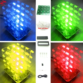 Brezplačna dostava LED DIY KOMPLET 3d Svetlobe cubeeds Elektronskega DIY Komplet 4X4X4