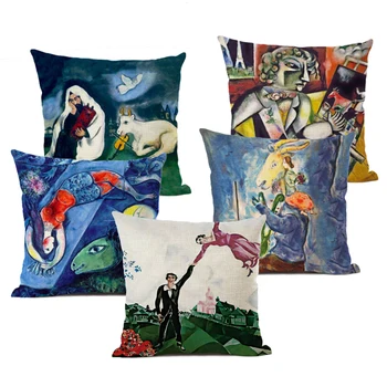 Master Chagall Oljna Slika, Natisnjena Perilo Blazine Pokrov Okrasni Office Home Vrgel Blazino Kritje Almofada Cojines Coussin
