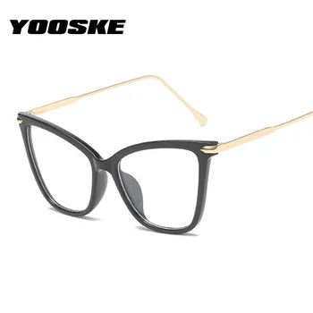 YOOSKE Lady Seksi Mačka Oči Žensk Eyeglass Okvir Pregledna Prevelik Optična Očala za Kratkovidnost Moda Računalnik Očala