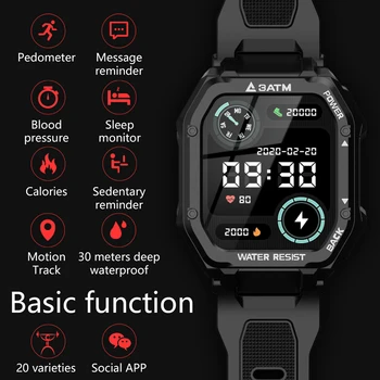 1.7 palčni FSTN Soncu Viden Zaslon Smart Watch LOKMAT C16 Nepremočljiva BT5.0 Smartwatch Pedometer Daljinsko Vodene Kamere Glasbe Za Nadzor