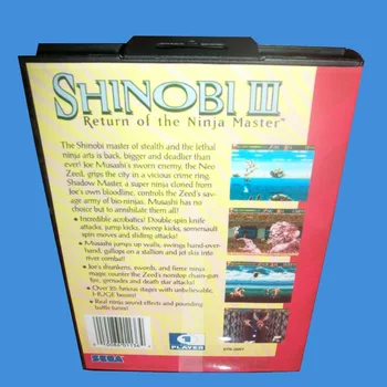 Shinobi 3 Z Box In Ročno 16-bitno MD Igra Kartice Za Sega Mega Drive Za Genesis