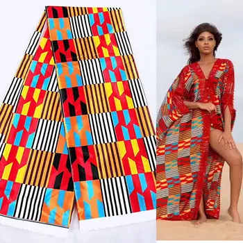 Afriške saten svila tkanine 2020 najnovejše nigerijski tiskane svile vosek tkanine traku svile material za ženske obleke 5yards