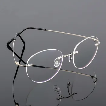 Retro Krog Zložljive Ultra-lahkih Pomnilnik Titanove Zlitine Kratkovidnost Očala Rimless Elastičnost Optičnih Očal Okvir Moških Očala