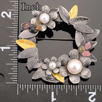 IYOE Starinsko Pozlačen Kovinski Cvet Broške Obesek Z Naravnim Kamnom Simulirani Pearl Broška Zatiči Ženske Vintage Nakit
