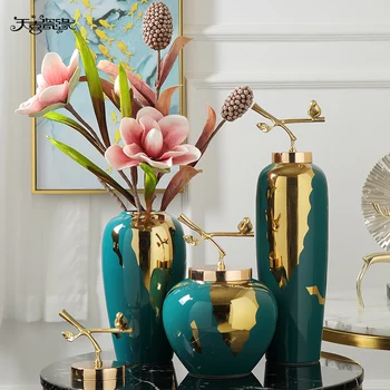 Ustvarjalne Kitajski Retro keramike vaza Zlata Keramične obrti Dekorativne okraske Dnevna soba cvetlični aranžma Doma Dekoracijo