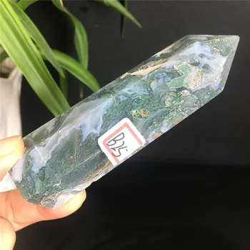 Naravni Moss quartz crystal obelisk, reiki zdravljenje čaker naravnega kamna in mineralnih Božična darila
