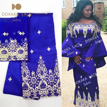 Royal Modra George Čipke Tkanine Z Neto Čipke Afriške Nigerijski Vezene Guipure Bombaž George Materiala Indijske Ženske Obleke Vezalke