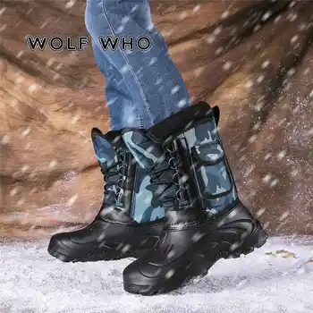 2020 Nepremočljiva Moških Varnost Čevelj Non-slip Sneg Škornji Priljubljena Visoki Vrh Čevlji Pozimi Toplo Krzno Platforma Čevlji za Pohodništvo Plišastih Botas H16