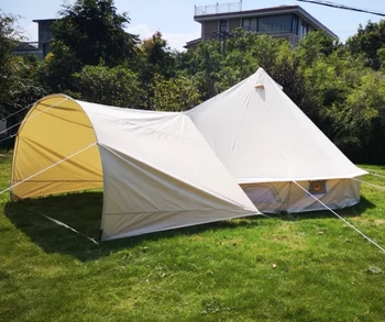 Glamping Počitnice 4 sezone nepremočljiva platno tkanina bell šotor za famliy kampiranje