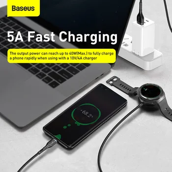 Baseus 5A USB C Kabel za Huawei Watch GT Polnjenje Dock Telefonski Polnilnik, Kabel za Samsung S10 S20 2v1 USB Tip C Kabel Podatkovni Kabel