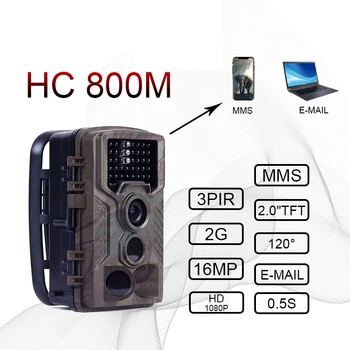 HC800M Lovske Kamere 16MP 1080P Pot Fotoaparat 2G GSM Noč Različica Ip65 Wildlife Nadzor lovec Fotoaparat Chasse HC801M