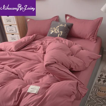 Preprosto trdno barvni štiri-kos odeja pokrivajo Nordijsko slog študentskih spalnico eno samo tri-kos Japonski roza