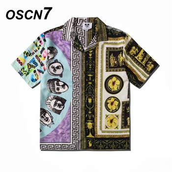 OSCN7 Priložnostne Ulica Tiskano Majico s Kratkimi rokavi Moški 2020 Havajih Plaži Oversize Ženske Modni Harujuku Srajce za Moške CSD03