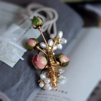 SINZRY unikatne ročno naravni biser konzervirane rose cvet trendy letnik broške pin moda obleko, nakit, pribor za ženske