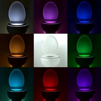 LED Školjko Sedeža, Night Light Senzor Gibanja, WC Svetlobe 8/16Color Spremenljivo Svetilke AAA Baterija Napaja iz Ozadja za Toaletno Posodo Otrok