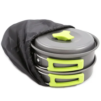 11pcs Prenosni Camping kuhinjskih pripomočkov Nered Kit Backpacking na Prostem Kuhamo Pot Sklede Nastavite HB88