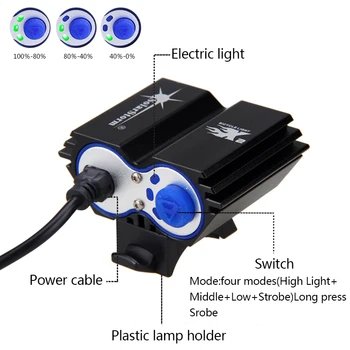 SolarStorm 1600Lm 2xT6 LED Močna Luč Kolo Kolesarjenje Kolesarska Luč, Luč Dodatki+Baterija paket+Zadnja luč NAM zalogi