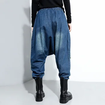 XITAO Osebnost Harem Hlače, Plus Velikost Tiskane Obliž Jeans za Ženske Divje, Elastični Pas Trend Ženske Obleke 2020 Jeseni WJ1375